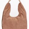 Faux Suede Bindle Bag – Sleek Leather Strap