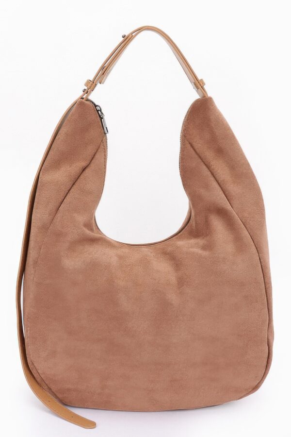 Faux Suede Bindle Bag – Sleek Leather Strap