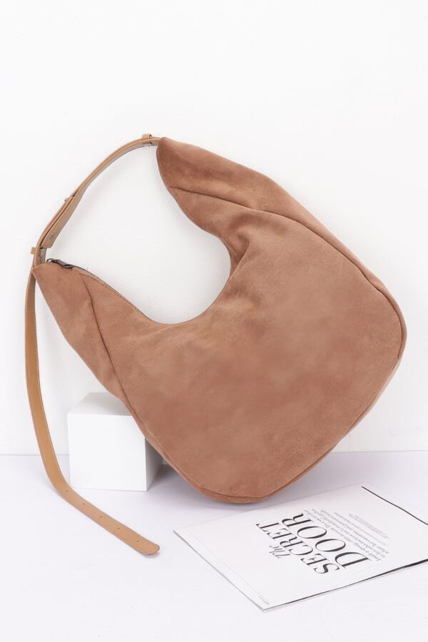 Faux Suede Bindle Bag – Sleek Leather Strap