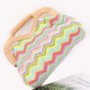 Faux Straw Wood-Frame Clutch – Polyurethane & Wood