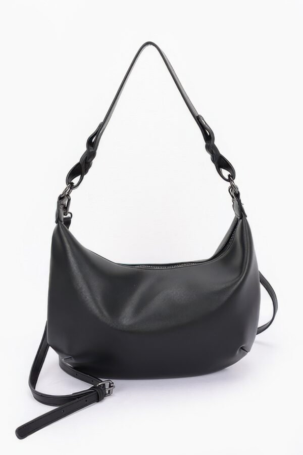 Faux Strap Shoulder Bag with Mixed Metal Hardware