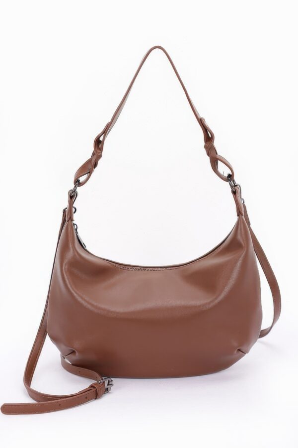 Faux Strap Shoulder Bag with Mixed Metal Hardware