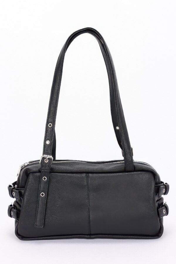 Faux Leather Sport Bag – Mixed Metal Hardware, Neutral Tones