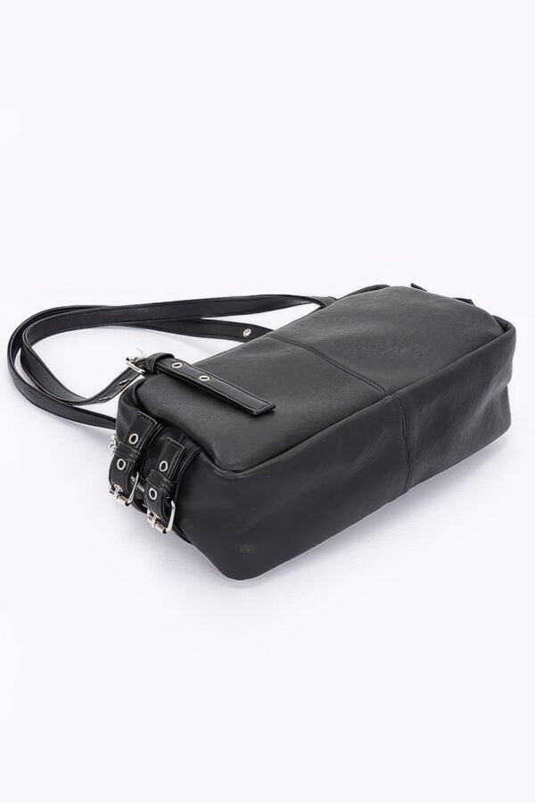 Faux Leather Sport Bag – Mixed Metal Hardware, Neutral Tones