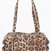 Faux Leather Sport Bag – Mixed Metal Hardware, Neutral Tones