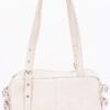 Faux Leather Sport Bag – Mixed Metal Hardware, Neutral Tones