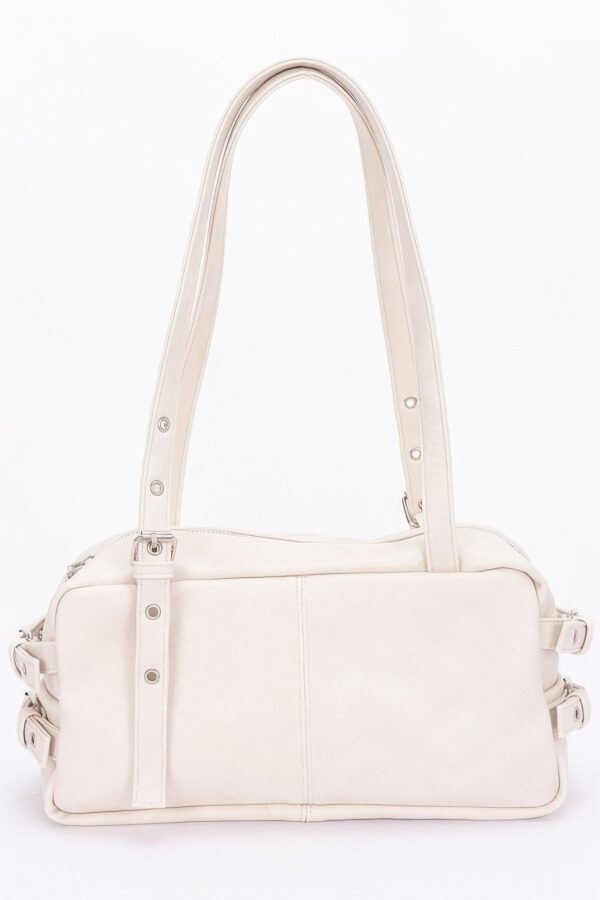 Faux Leather Sport Bag – Mixed Metal Hardware, Neutral Tones