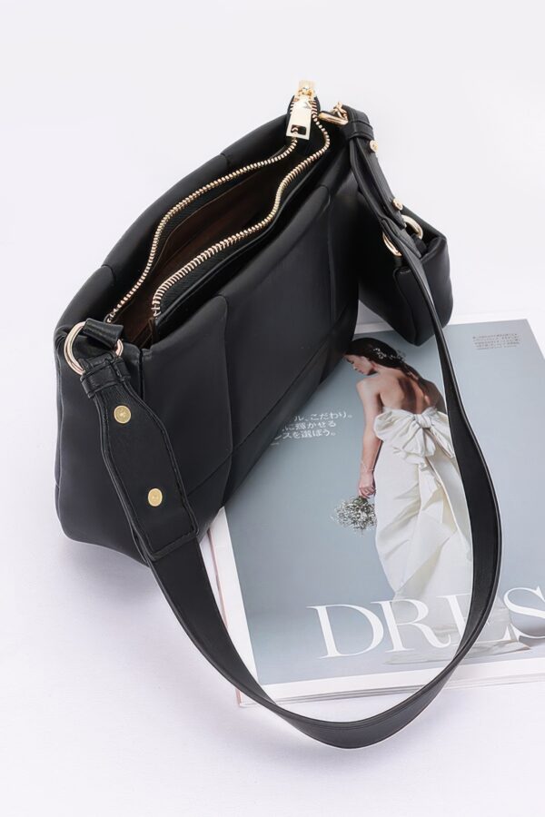 Quilted Faux Leather Shoulder Bag with Airpod Bag