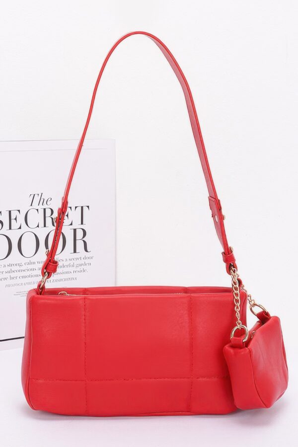 Quilted Faux Leather Shoulder Bag with Airpod Bag