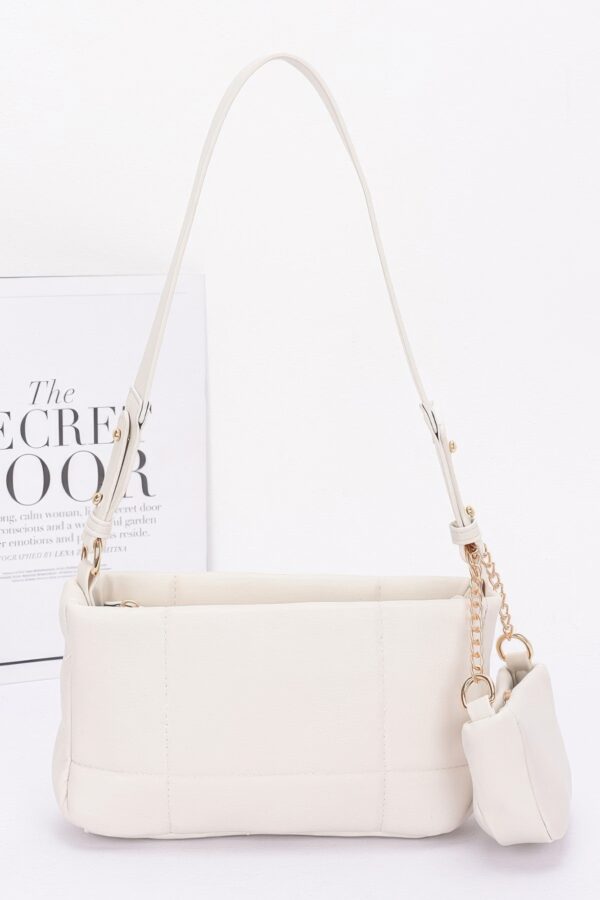 Quilted Faux Leather Shoulder Bag with Airpod Bag