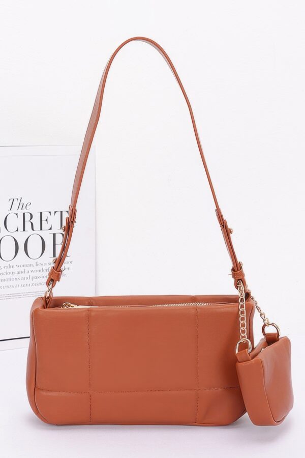 Quilted Faux Leather Shoulder Bag with Airpod Bag