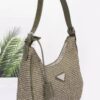 Faux Leather Shoulder Bag with Woven Handle Detail