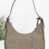 Faux Leather Shoulder Bag with Woven Handle Detail