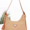 Faux Leather Shoulder Bag with Woven Handle Detail