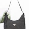 Faux Leather Shoulder Bag with Woven Handle Detail