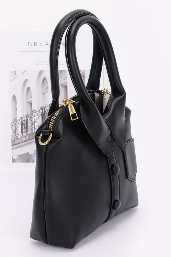 Structured Faux Leather Shirt-Style Top Handle Bag