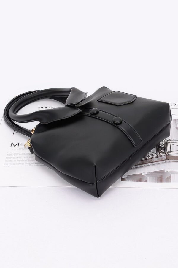 Structured Faux Leather Shirt-Style Top Handle Bag
