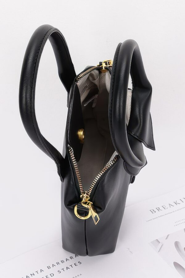 Structured Faux Leather Shirt-Style Top Handle Bag