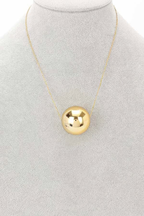 Round CCB Ball Necklace – 18in Chain, Gold or Silver