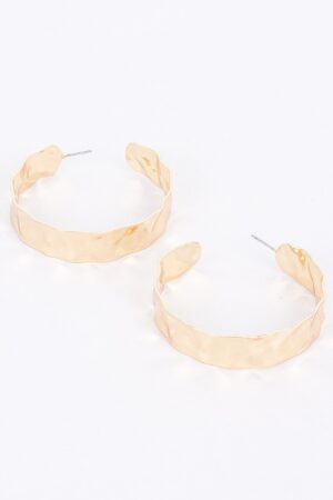 Wide Gold-Plated Metal Hoop Earrings – Gold Finish