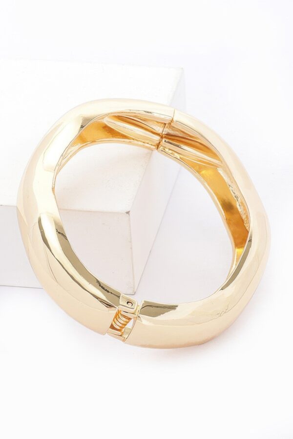 Metal Spring-Hinge Bangle – Polished Gold