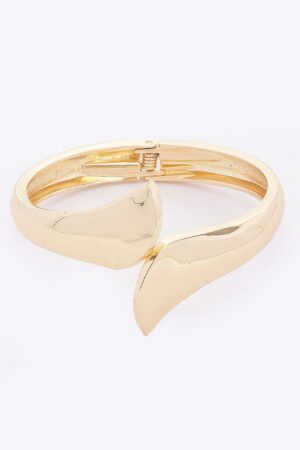 Gold-Plated Spring-Hinge Bangle – Minimalist Metal Bracelet