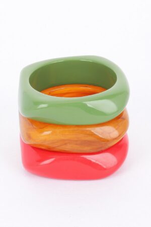 Resin Bangle 3-Pack – Multicolor Stackable Set
