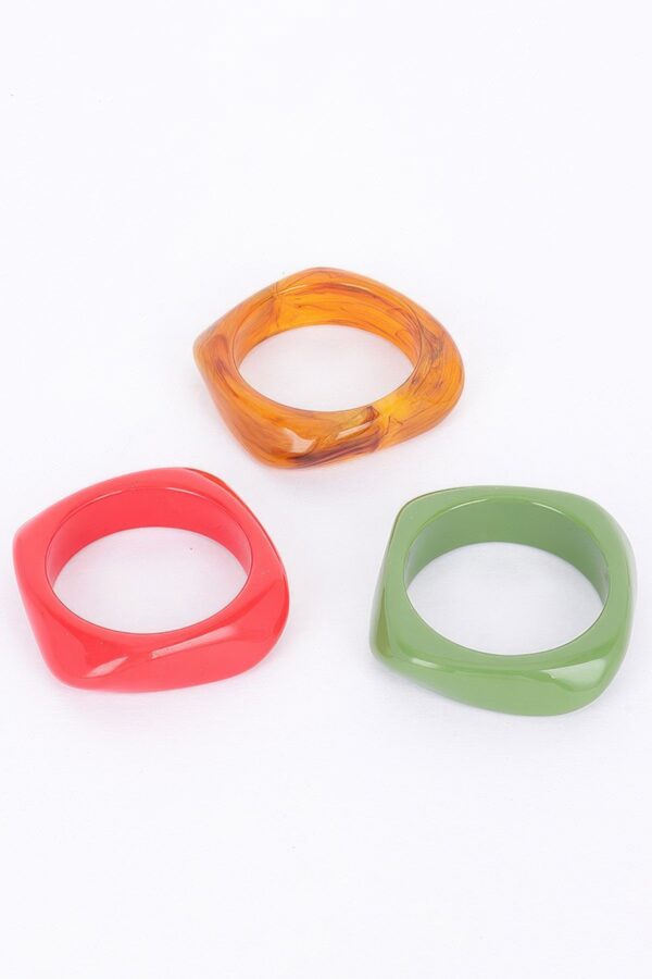 Resin Bangle 3-Pack – Multicolor Stackable Set