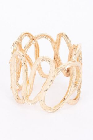 Gold-Plated Alloy Stretch Bracelet – Cast Band
