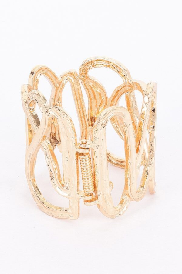 Gold-Plated Alloy Stretch Bracelet – Cast Band