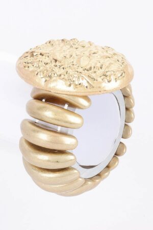 Gold Alloy Stretch Bracelet with Circular Motif