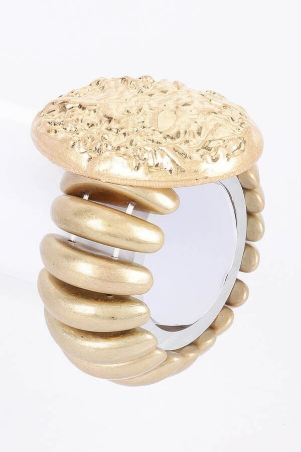 Gold Alloy Stretch Bracelet with Circular Motif