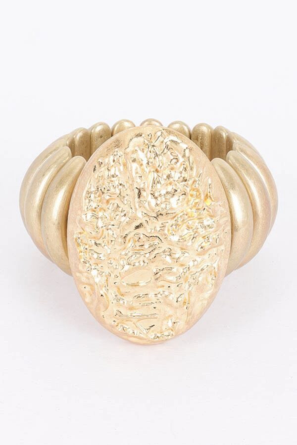 Gold Alloy Stretch Bracelet with Circular Motif