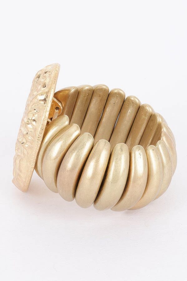 Gold Alloy Stretch Bracelet with Circular Motif