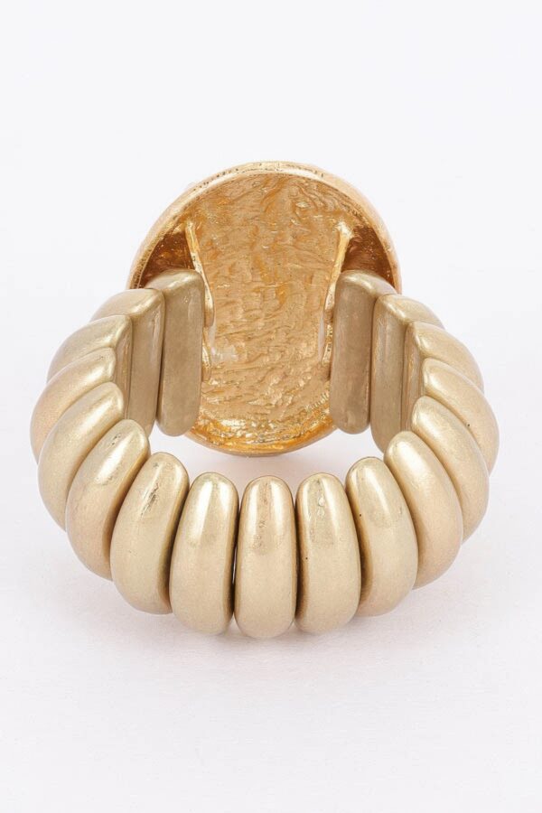 Gold Alloy Stretch Bracelet with Circular Motif