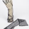 Pearl-Embellished Mesh Long Gloves – Black, White