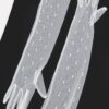 Pearl-Embellished Mesh Long Gloves – Black, White