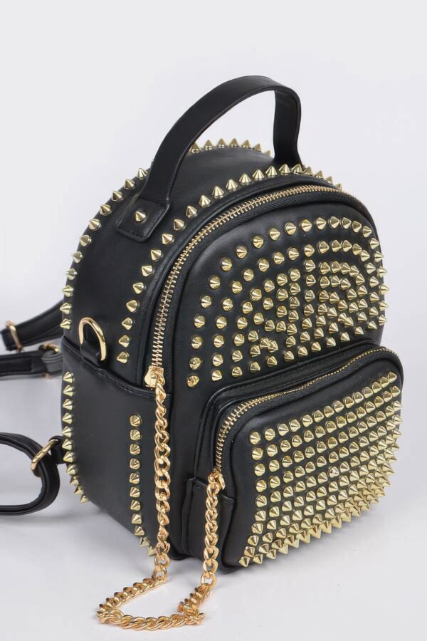 Studded Backpack with Chain Zipper – Polyurethane