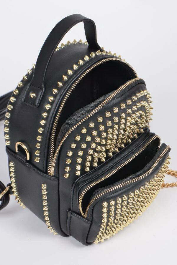 Studded Backpack with Chain Zipper – Polyurethane