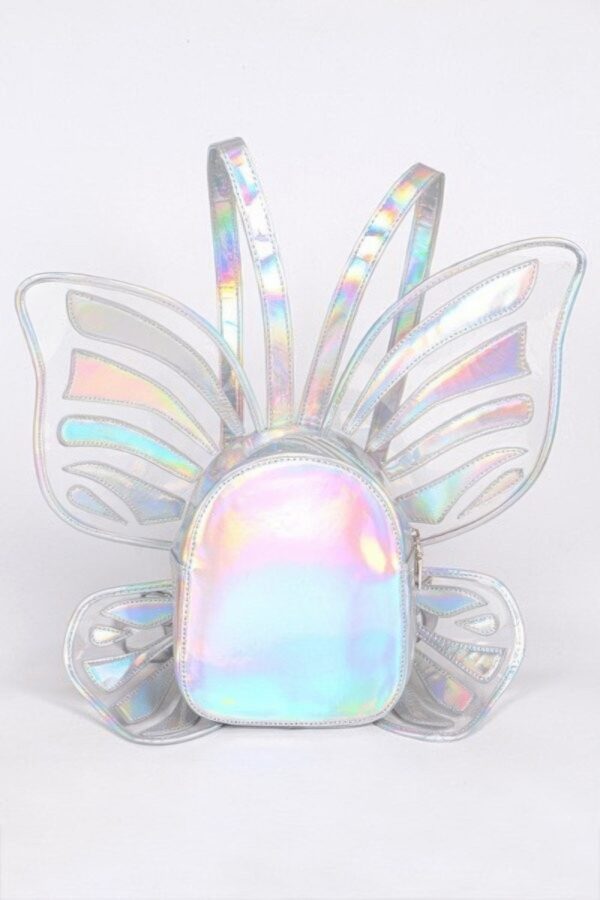 Shiny Butterfly-Inspired Backpack with Metal Accents