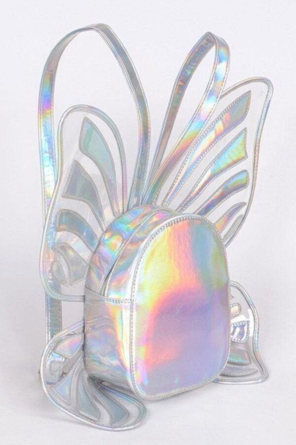 Shiny Butterfly-Inspired Backpack with Metal Accents
