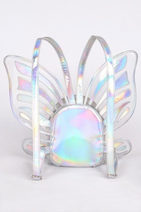 Shiny Butterfly-Inspired Backpack with Metal Accents