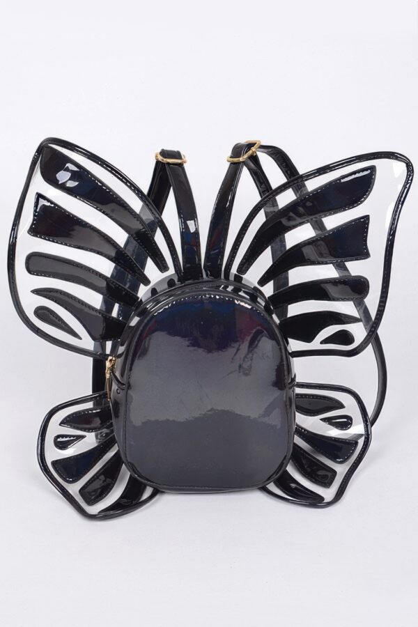 Shiny Butterfly-Inspired Backpack with Metal Accents
