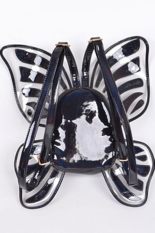Shiny Butterfly-Inspired Backpack with Metal Accents