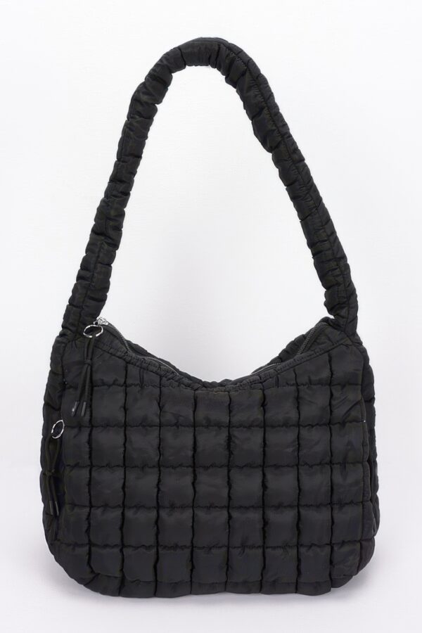 Quilted Nylon Padded Crossbody Bag – Black, Ivory