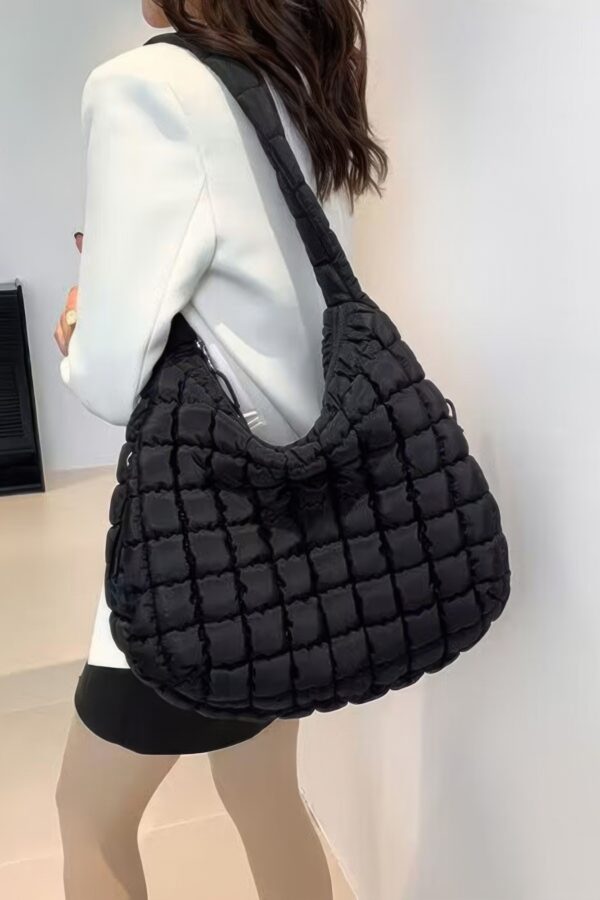 Quilted Nylon Padded Crossbody Bag – Black, Ivory