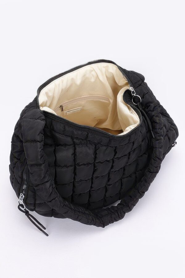 Quilted Nylon Padded Crossbody Bag – Black, Ivory