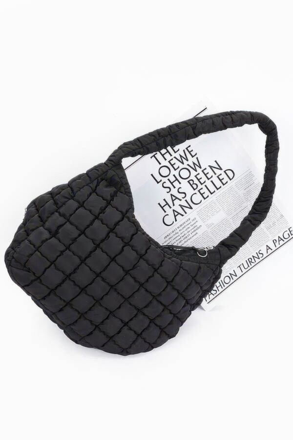 Quilted Nylon Padded Crossbody Bag – Black, Ivory