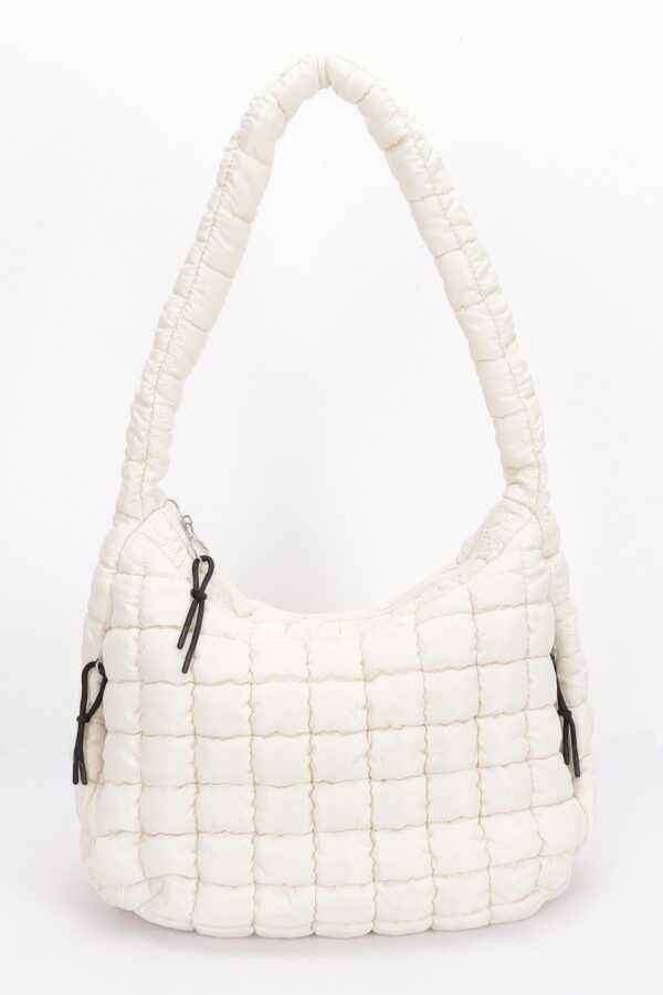 Quilted Nylon Padded Crossbody Bag – Black, Ivory
