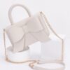 Faux Leather Ribbon Top-Handle Bag – Compact Structured Purse